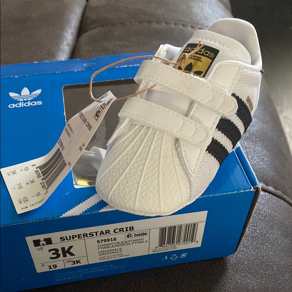 Adidas Kids Superstar Crib Shoes - White and Black